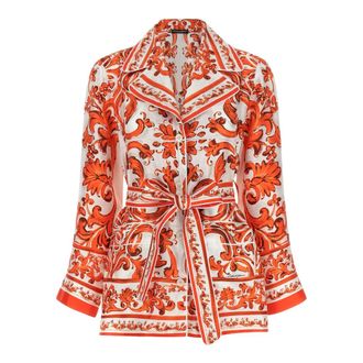 Dolce & Gabbana Maiolica Print Fine Silk Shirt (Vanity model) - female - Dolce & Gabbana - Light Jackets - Multicolor - M - Jackets