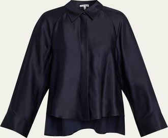 Loewe Satin Button-Down Cape Shirt