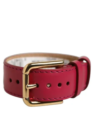 Dolce & Gabbana Calf Leather Gold-Buckle Belt - Red