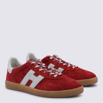 Hogan Suede with Color-Block Sneaker - Red