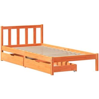 vidaXL Vidaxl Cama Sin Colch&oacute;n Madera Maciza De Pino Marr&oacute;n Cera 100x200 Cm