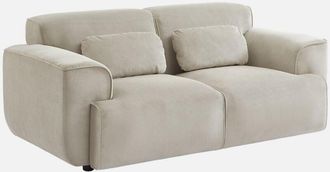 Sweeek Sweeek - Sofá de pana de 2 plazas, Wallas terciopelo, Gris beige, 178x97.5x73 cm