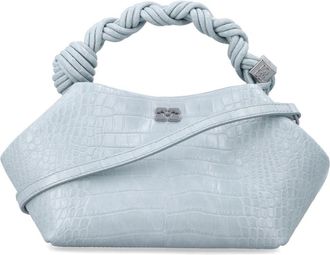 Ganni Tassen, Dames, Blauw, ONE Size, Leer, Bou Small Croco Bag