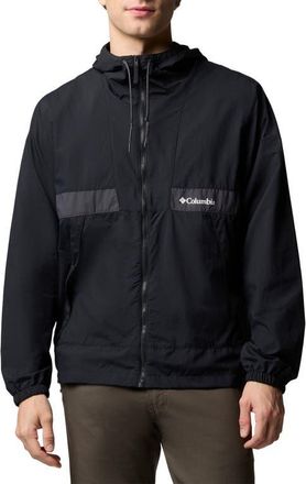 Columbia Spire Valley Water Repellent Windbreaker in Black/Shark at Nordstrom, Size Xx-Large