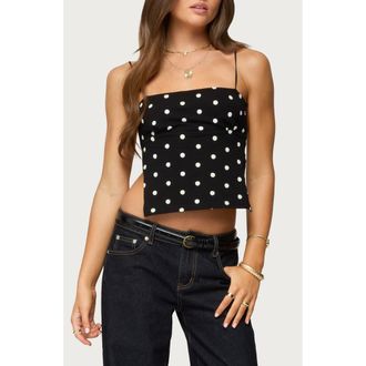Edikted Jinx Dot Open Back Crop Tank in Black-And-White at Nordstrom, Size X-Small