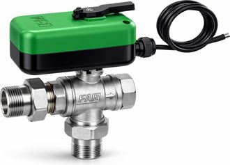 Far V&aacute;lvula De Esfera De Zona Desviadora De 3 V&iacute;as Cromada Completa Con Actuador El&eacute;ctrico Far 3005 230v - 1 1/4