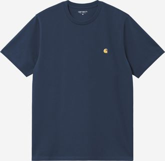 Carhartt Work in Progress Mens Cotton T-Shirt With Logo Navy Combed Single Jersey T-Shirts And Polos