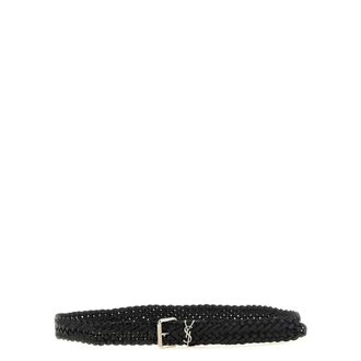 Saint Laurent Cintur&oacute;n de Piel de Becerro Trenzada - Accessories - Hombre - Negro - 105 CM