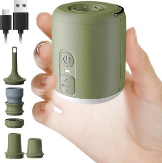 OEM Bomba De Aire El&eacute;ctrica - 1600 Mah - Recargable - Para Colchones De Aire, Piscinas Y Camping - 280 L/min - Con 5 Boquillas Y Luz Led - Bater&iacute;a Port&aacute;ti