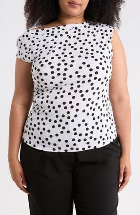Renee C Asymmetric One-Shoulder Top in White/Black at Nordstrom Rack, Size 2X