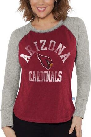 G-III 4Her by Carl Banks Womens G-III 4Her by Carl Banks Cardinal/Heather Gray Arizona Cardinals Waffle Knit Raglan Long Sleeve T-Shirt at Nordstrom, Size Large
