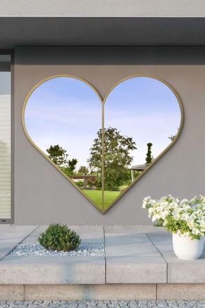 MirrorOutlet Gold Metal Framed Heart Shaped Wall Garden Mirror (180CM X 180CM) | Size: 1 Pack