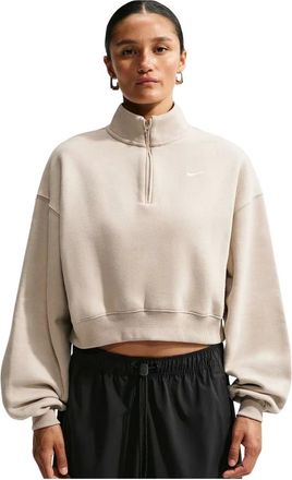 Nike Studio Fleece Oversized 1/4-Zip Cropped Top - Dames - Sport - Beige - Maat: L Fleece