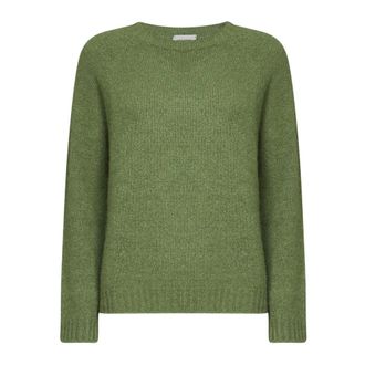 Max Mara Round-neck Truien - Dames - Ronde hals truien - Groen - L - Katoen - Truien & Vesten