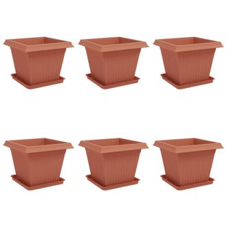 vidaXL Macetas 6 Pcs Rojo Ladrillo 43 X 43 X 33,5 Cm Pl&aacute;stico Vidaxl