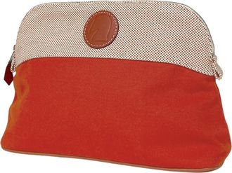 Herm&egrave;s Bolide Red Color Canvas Pouch (Pre-Owned)