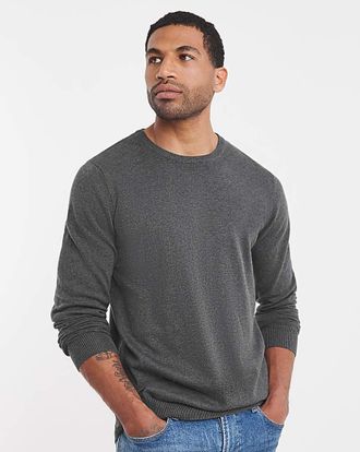 Jacamo Cotton Knitted Crew Neck Jumper Long