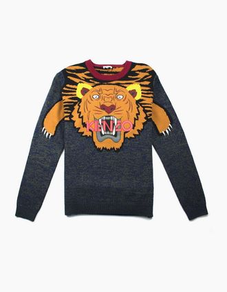 Kenzo Mens Kenzo All Over Knitted Tiger Jumper Orange - Size: 42