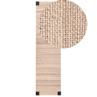 Beliani Runner Rug Beige and Black Jute 80 x 300 cm Rectangular Woven Rustic Style Hallway Bedroom AMRAVATI