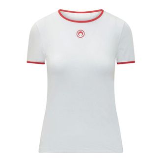 Marine Serre T-Shirts, female, White, Size: XS Jersey SS T-Shirt