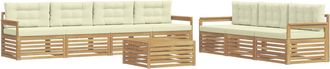 vidaXL Conjunto De Sof&aacute;s De Exterior 8 Uds. Blanco Y Crema Poli&eacute;ster Vidaxl