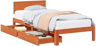 vidaXL Bed Frame with Headboard 3 pcs Wax Brown Solid Pine Wood vidaXL