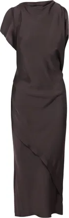 Victoria Beckham Kleedjes, Dames, Grijs, M, Satijn, Kyra Asymmetric Midi Jurk