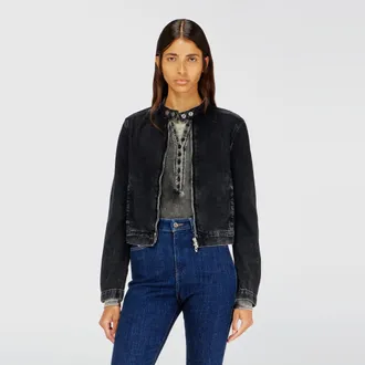 Diesel Moto jacket in denim in clean-wash denim - Denim Jackets - Woman - Black