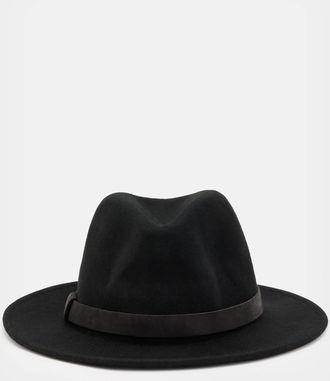 AllSaints Wool Bronson Wide Brim Wool Fedora Hat, Size: S/M