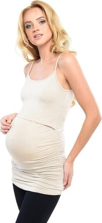 Purpless Maternity Nursing Pregnancy Cami Adjustable Spaghetti Straps Vest Top Camisole Pregnant Breastfeeding Women 8021 (10, Beige)