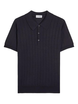 John Smedley ribbed polo shirt - men - Virgin Wool/Cotton - S - Blue