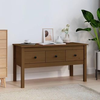 Berkfield Home Coffee Table Honey Brown 102x49x55 cm Solid Wood Pine | Size: 102 x 49 x 55 cm
