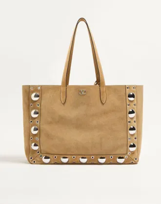 Valentino Garavani Borsa Shopping Grande Valentino Garavani Nellc&ocirc;te In Suede Uomo HAVANA BEIGE UNI