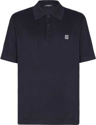 Balmain Navy Blue Logo Polos