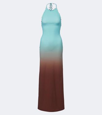 CHRISTOPHER ESBER Beach Quartz Halter embellished maxi dress