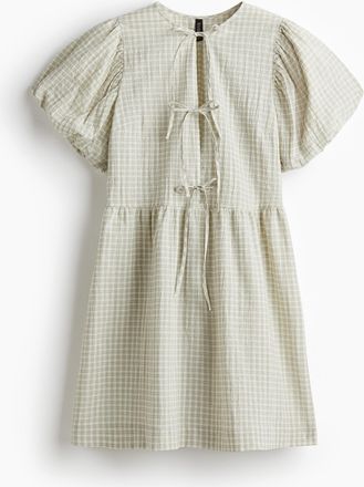 H&M Baumwollkleid mit Bindebändern - Green