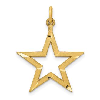 Diamond2Deal 14k Yellow Gold Diamond-cut Star Charm