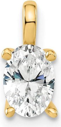 Diamond2Deal 14k Gold Lab Grown Diamond Oval Solitaire Pendan (0.5ct, VS, G-H)