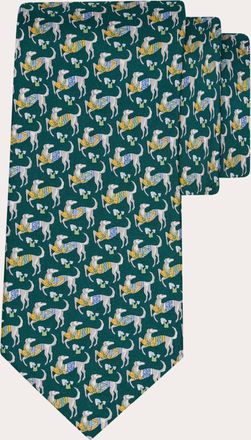 Ferragamo Men Hounds print silk tie Green