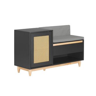 SoBuy Sobuy - Banco Zapatero Con 2 Estantes, 1 Caj&oacute;n Y 1 Puerta Entrada Recibidor Con Coj&iacute;n Acolchado De Asiento 100 X 35 X 60 Cm Fsr128-sch Es