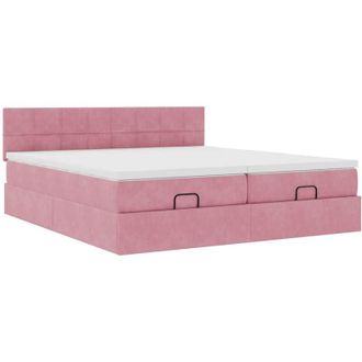 vidaXL Estructura De Cama Otomana Colchones Terciopelo Rosa 160x200cm Vidaxl