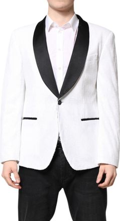 Dolce & Gabbana Mens White Nylon Single Breasted Coat Blazer Off Clothing
