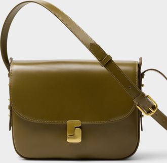 SOEUR Womens Bellissima olive green leather saddle bag