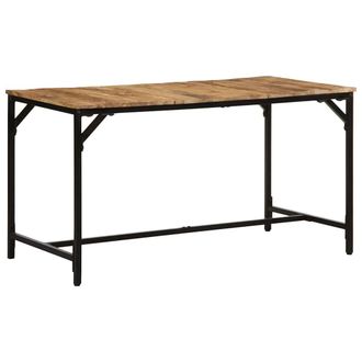 Berkfield Home Dining Table 140x70x75 cm Solid Wood Rough Mango in Brown | Size: 140 x 70 x 75 cm