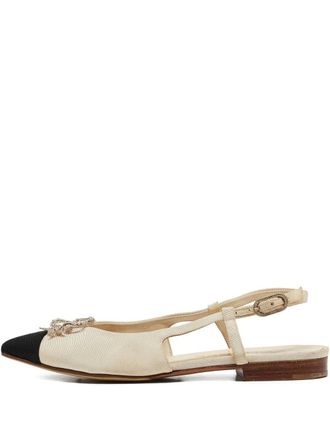 Chanel bow-detail slingback flats - Neutrals