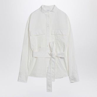 Ferragamo Witte Geshorte Blouse In Katoenmengsel