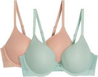 DKNY 2-Pack Micro Logo Band Lift Bras in Sand/Fresh at Nordstrom Rack, Size 36B