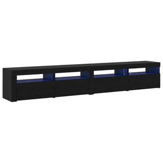 Berkfield Home 3 Piece TV Cabinet Set with LED Lights Black Oak Engineered Wood