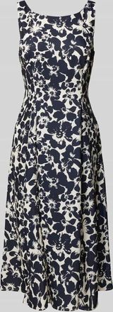 Christian Berg Cocktail Knielanges Cocktailkleid mit Kellerfalten in Marine Melange, Gr&ouml;&szlig;e 34