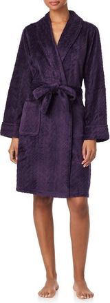 Lauren Ralph Lauren Fleece Monogram Robe in Aubergine at Nordstrom, Size X-Large